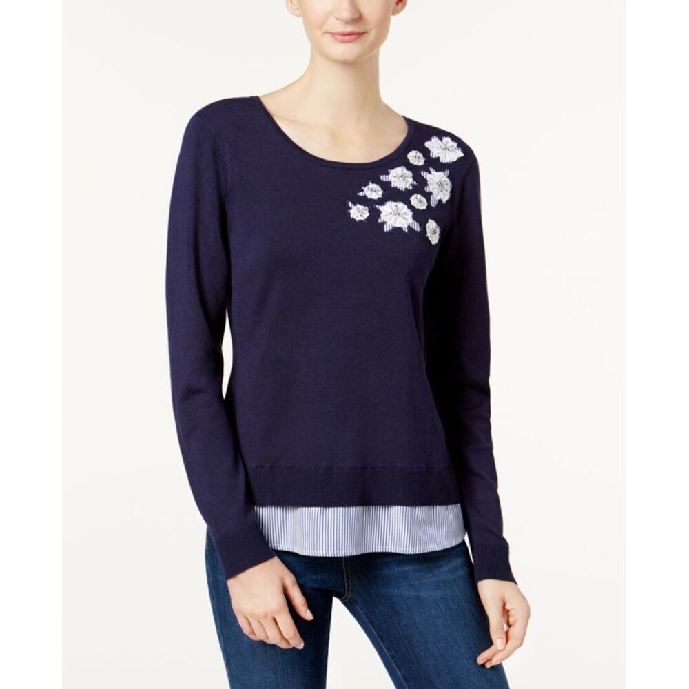 Charter Club Applique Layered Look Sweater